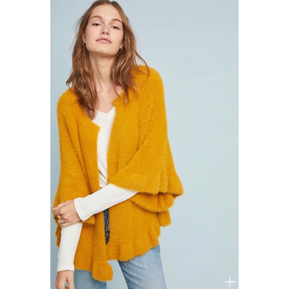 Anthropologie Sweaters - Anthropologie Marigold Ruffled Kimono Sweater